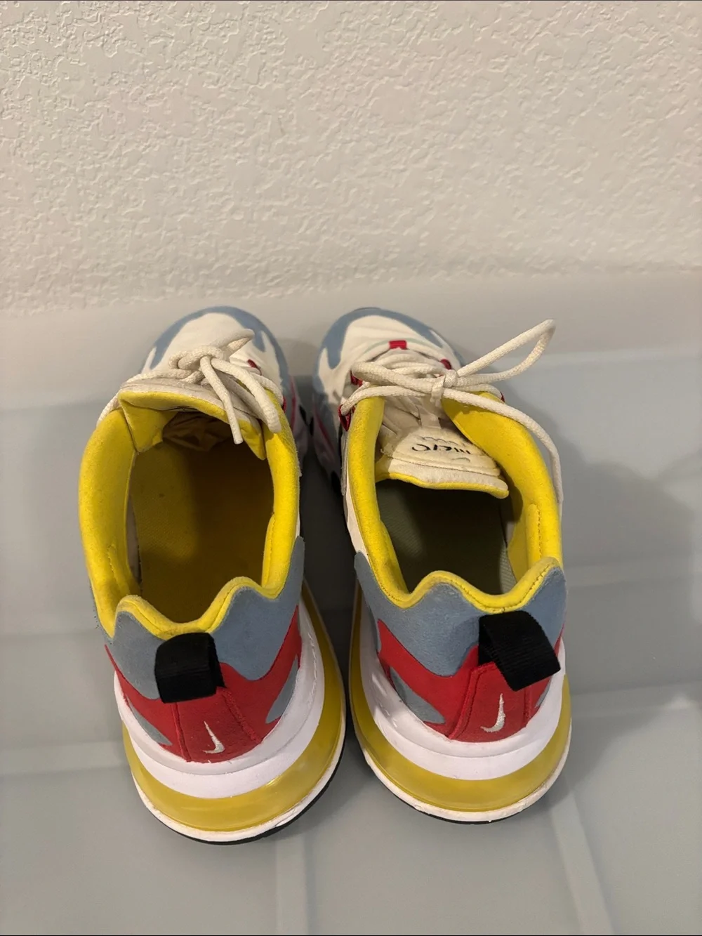 Nike Air Max 270 React Bauhaus Sneakers SZ 9.4 White Multicolor Athletic active
